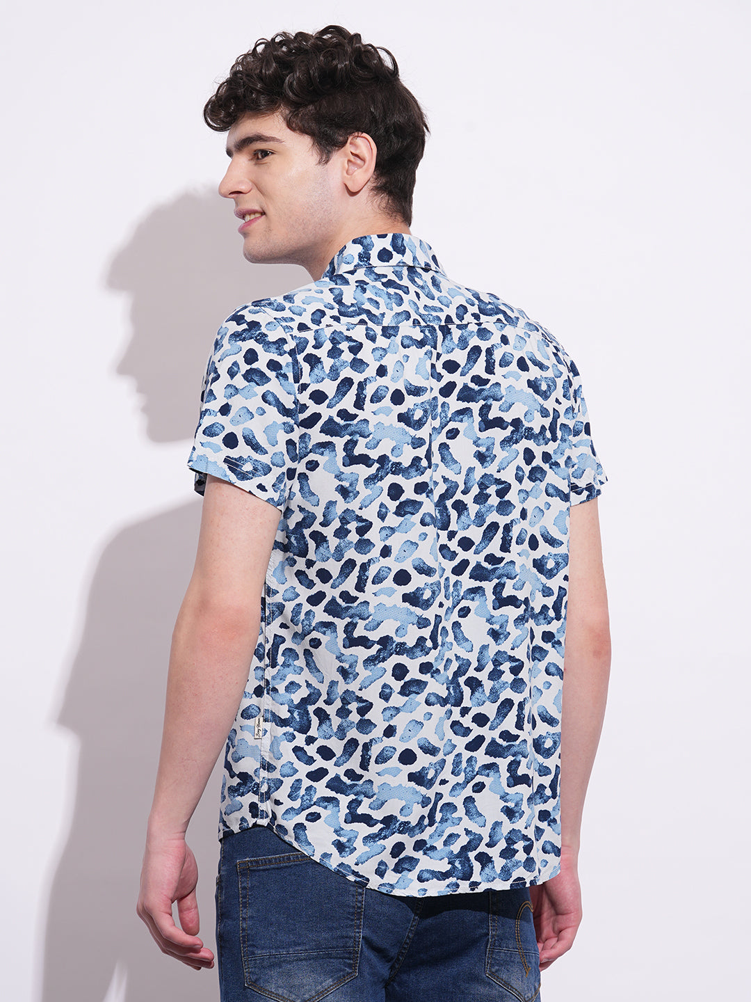 Blue Regular Fit Regular Collar Men's Shirt by Being Human Clothing