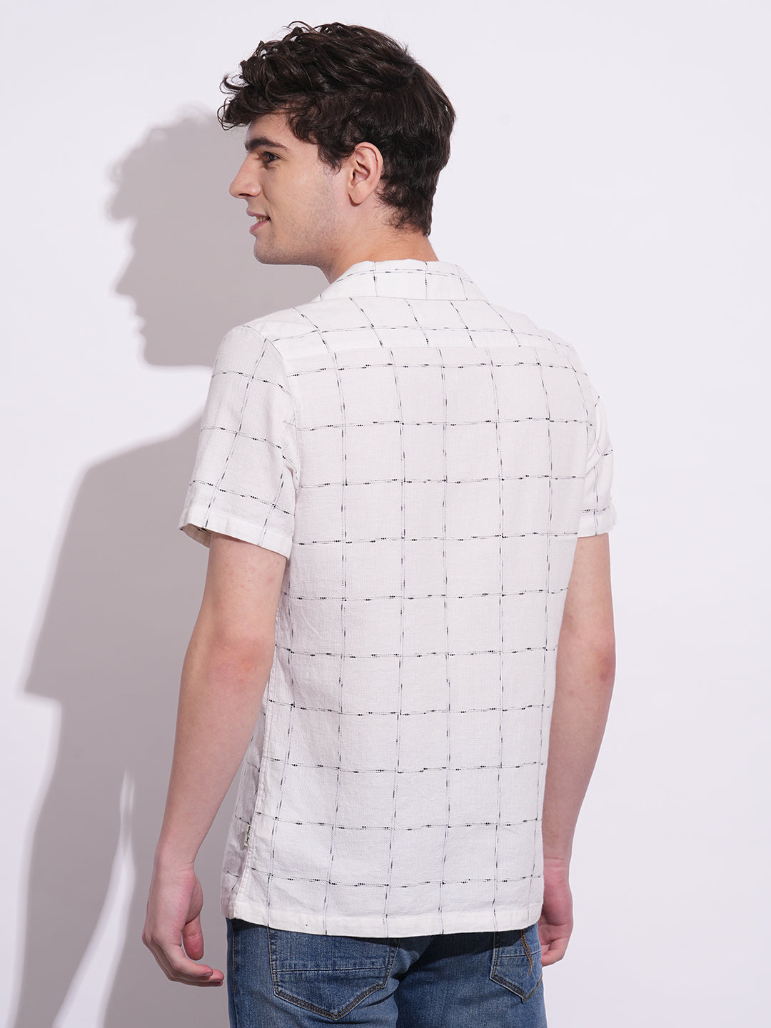 Off White Regular Fit Regular Collar Men's Shirt by Being Human Clothing