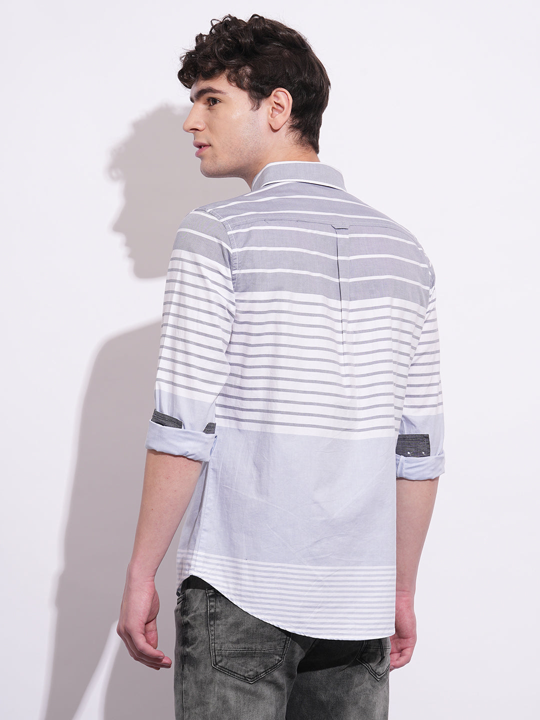 Grey Regular Fit Regular Collar Men's Shirt by Being Human Clothing