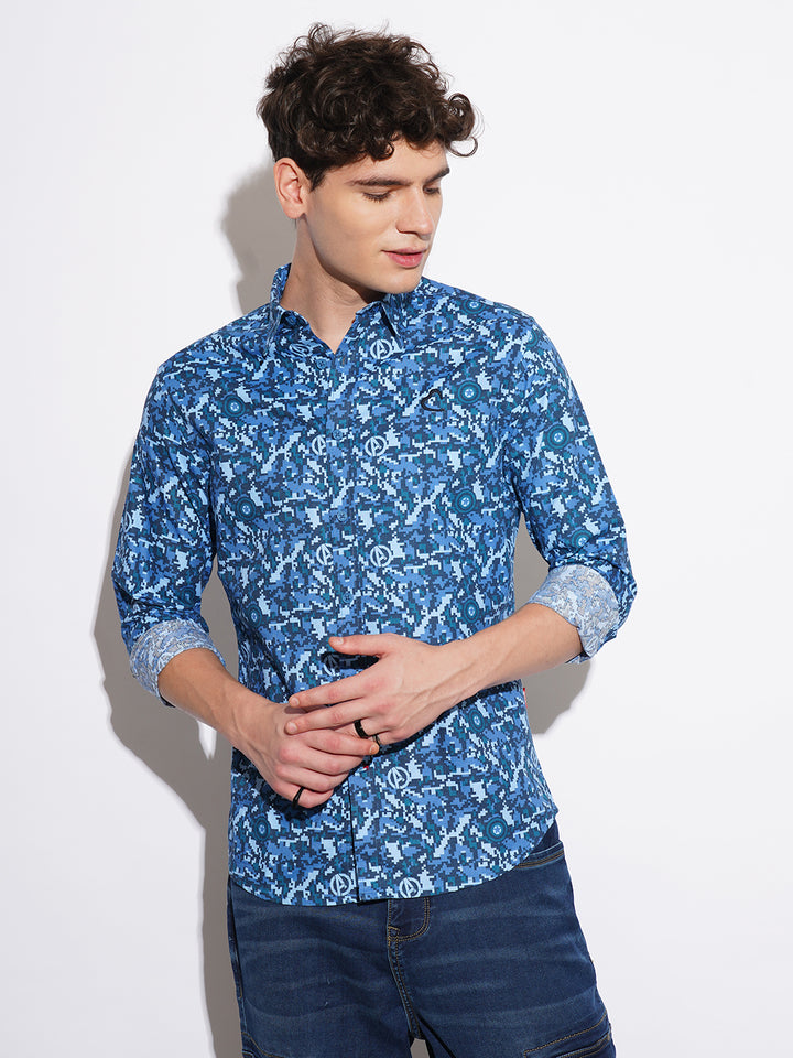 Navy Comfort Fit Regular Collar Men's Shirt by Being Human Clothing