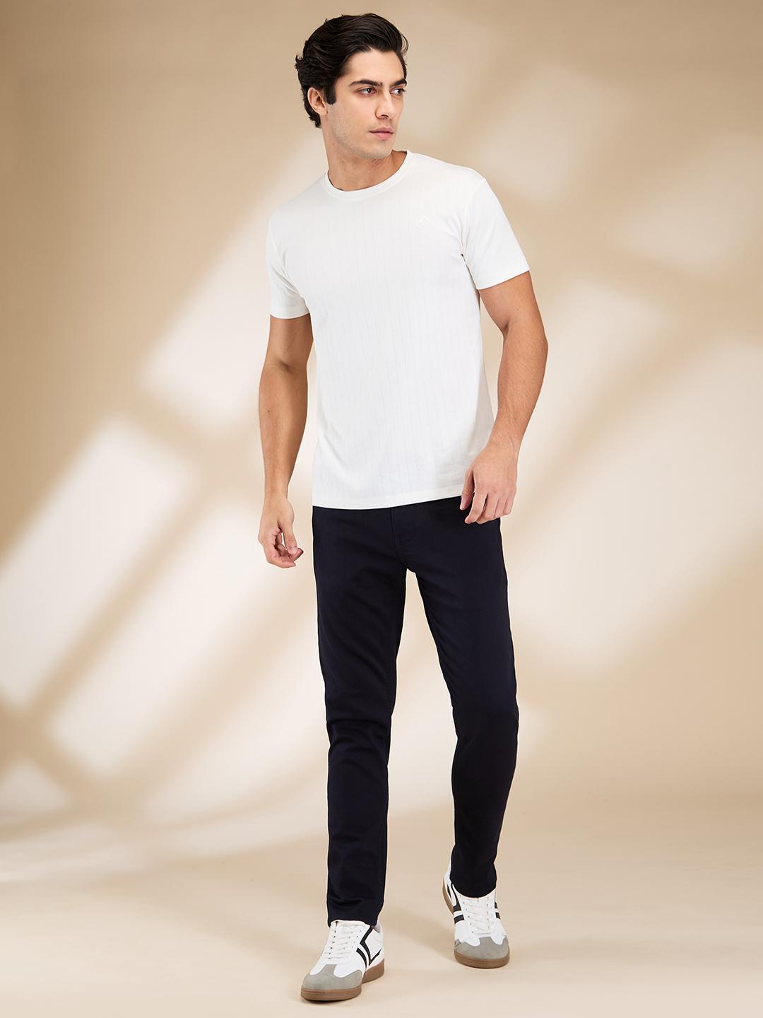 Navy Cropped Fit Denims For Men By Being Human Clothing