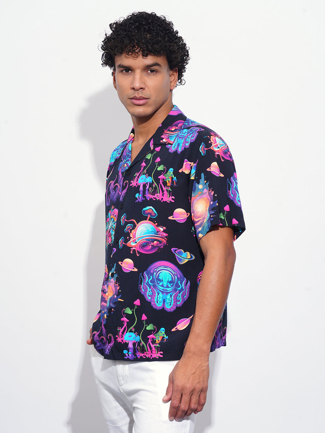 Black Easy Fit Regular Collar Men's Shirt by Being Human Clothing