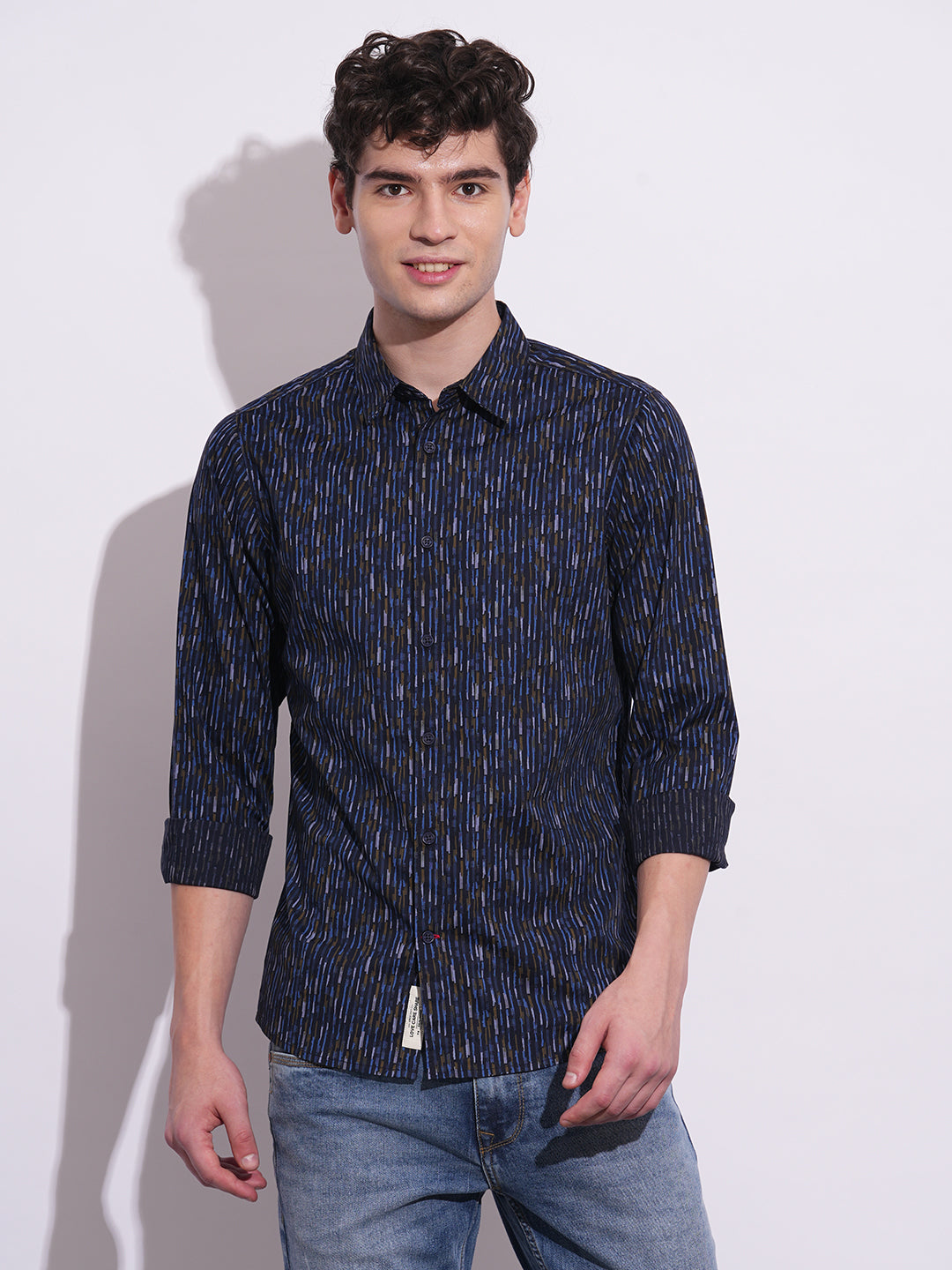 Navy Regular Fit Regular Collar Men's Shirt by Being Human Clothing