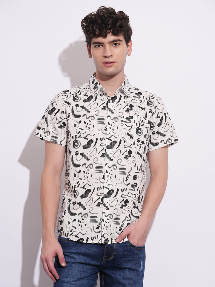 Black Regular Fit Regular Collar Men's Shirt by Being Human Clothing