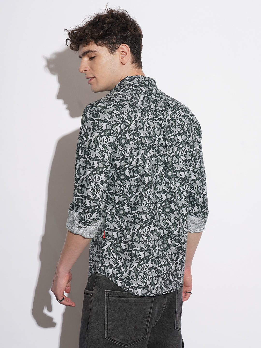 Black Comfort Fit Regular Collar Men's Shirt by Being Human Clothing