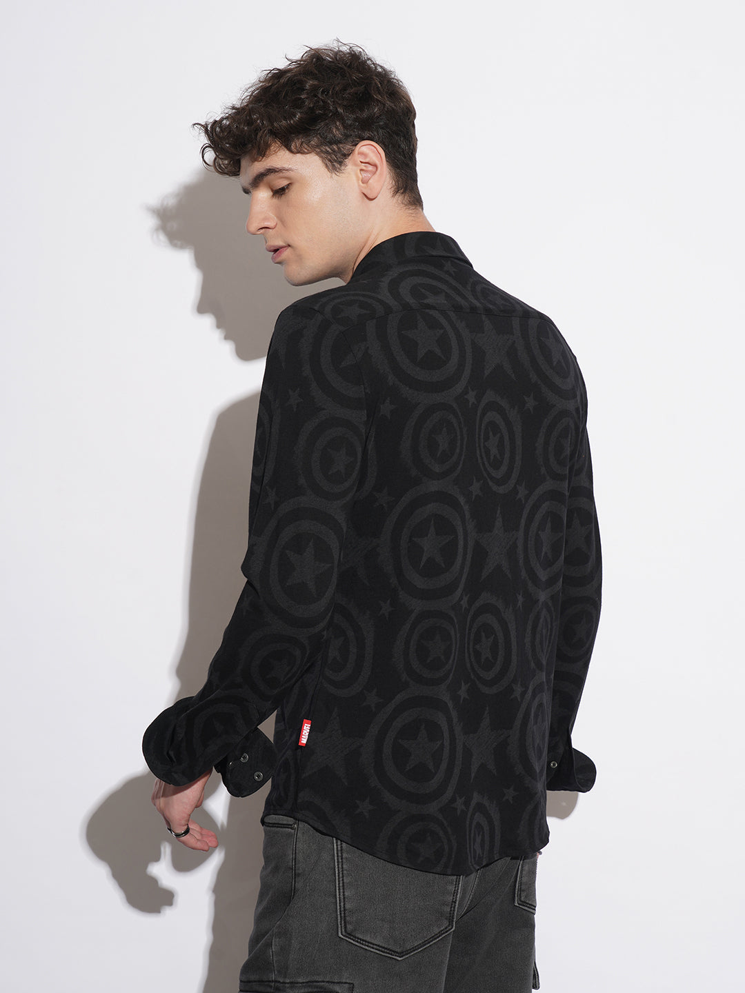 Black Comfort Fit Regular Collar Men's Shirt by Being Human Clothing