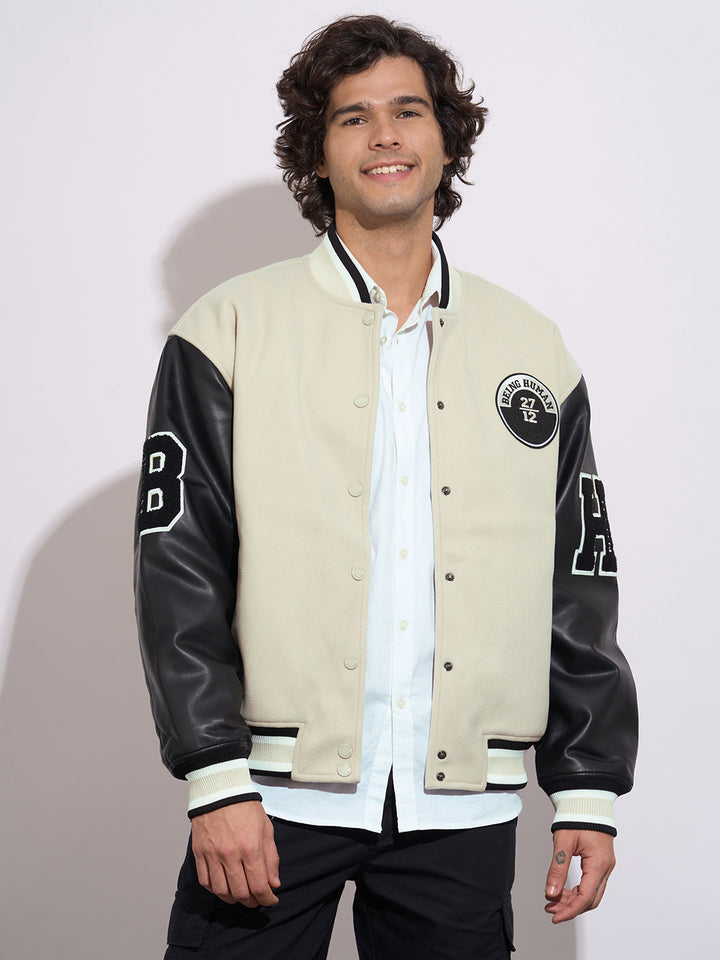 Cream Regular Fit Men's Jacket