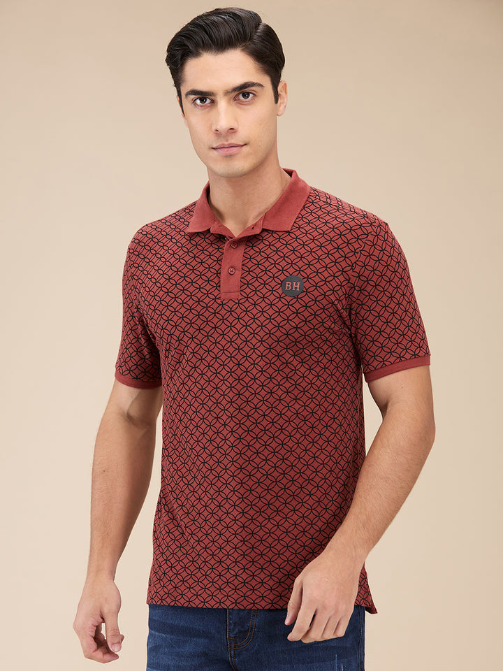 Rust Regular Fit Men's Polo T-Shirt