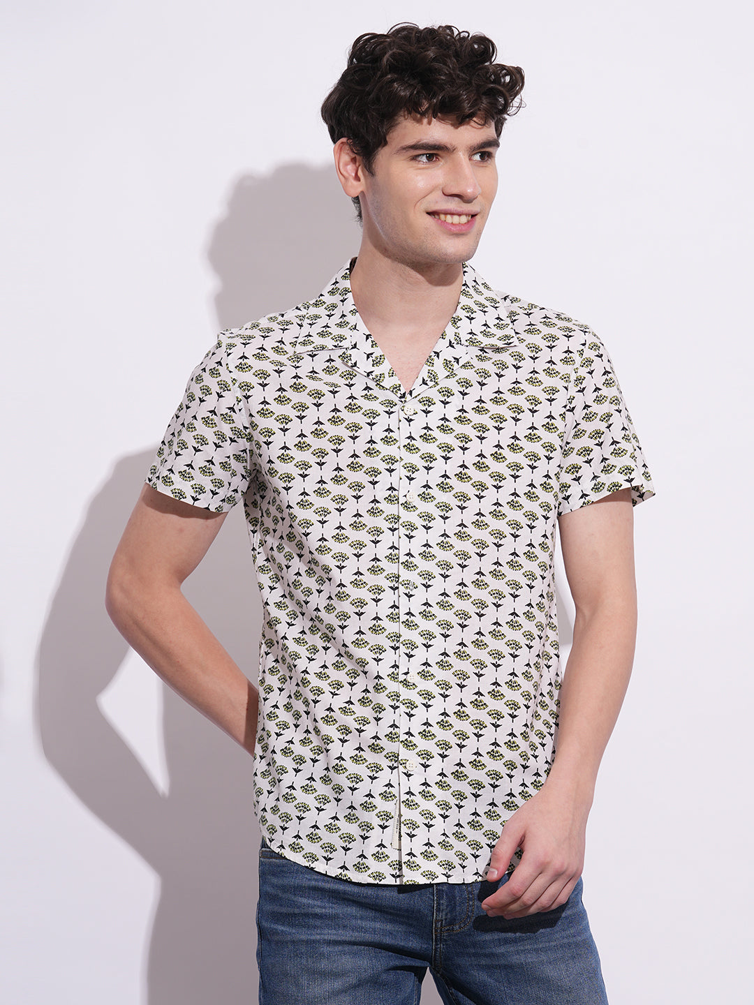 White Slim Fit Regular Collar Men's Shirt by Being Human Clothing