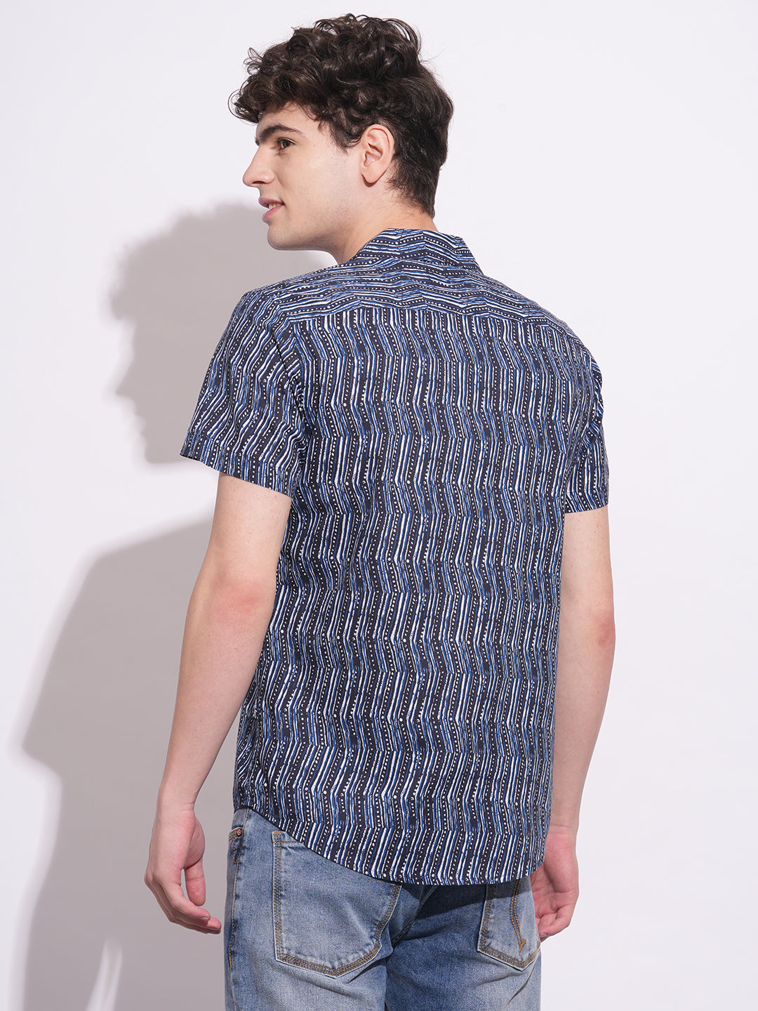 Navy Slim Fit Regular Collar Men's Shirt by Being Human Clothing