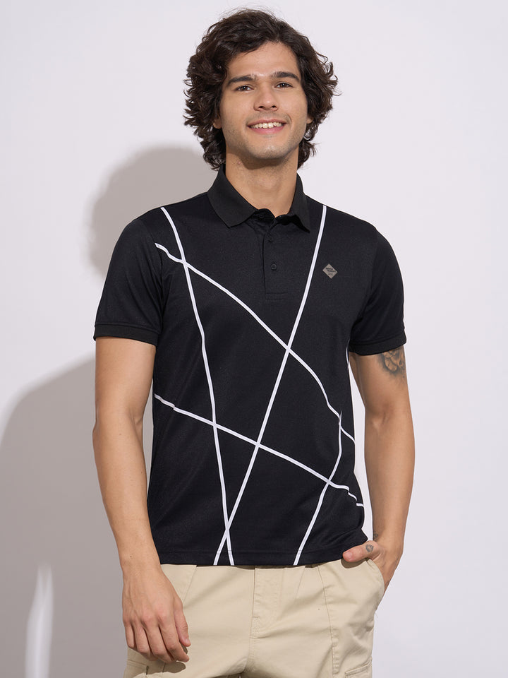 Black Regular Fit Men's Polo T-Shirt