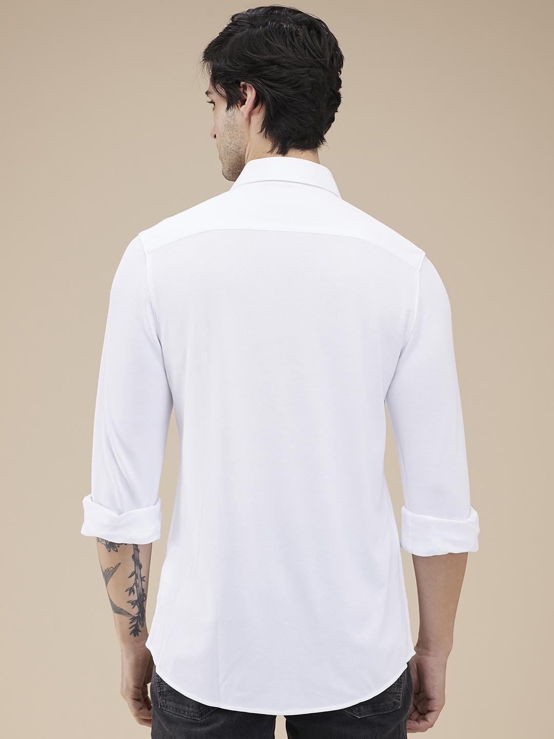 White Slim Fit Regular Collar Men's Shirt by Being Human Clothing