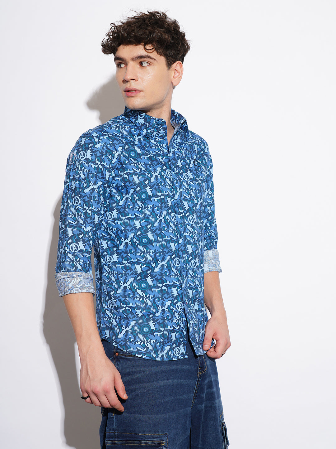 Navy Comfort Fit Regular Collar Men's Shirt by Being Human Clothing