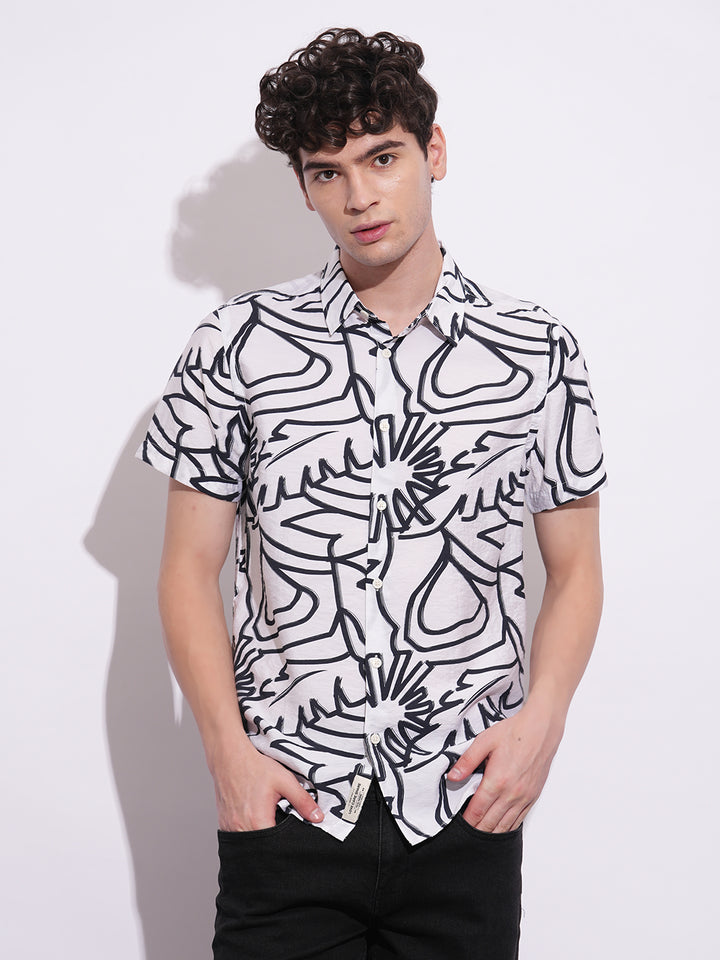 White Regular Fit Regular Collar Men's Shirt by Being Human Clothing