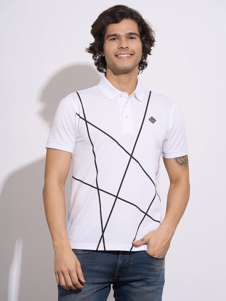 White Regular Fit Men's Polo T-Shirt