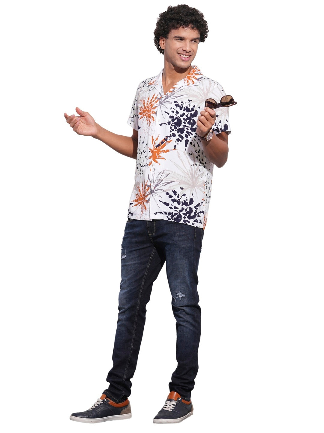 White Regular Fit Regular Collar Men's Shirt by Being Human Clothing