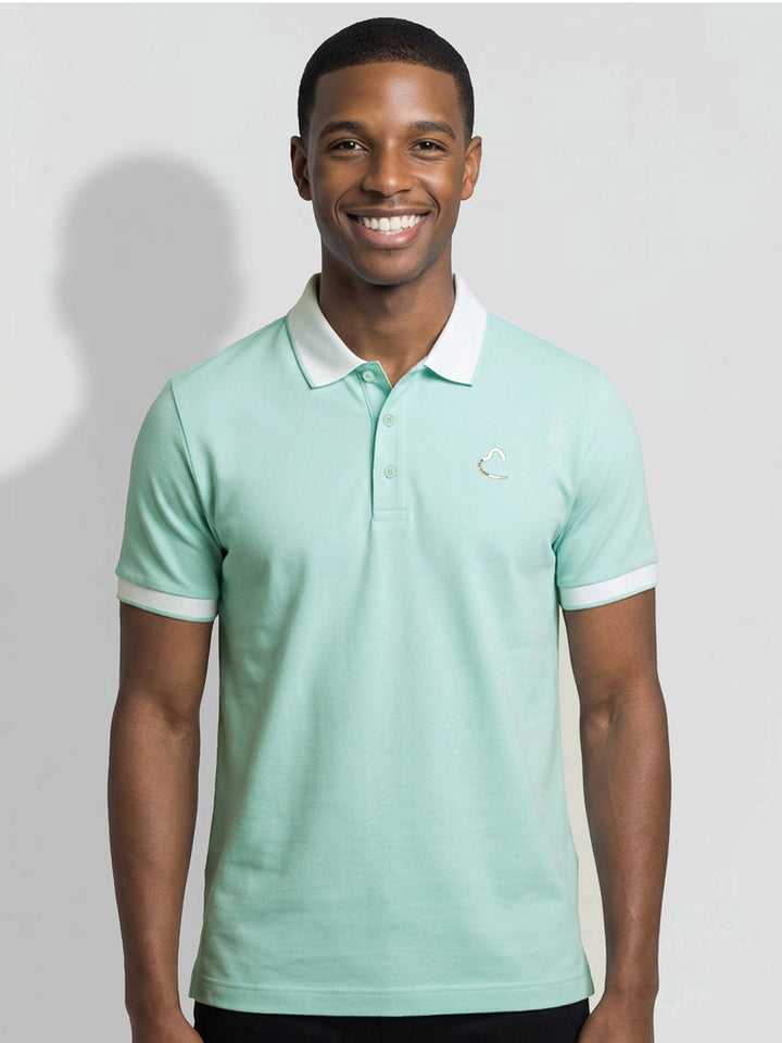 Aqua Blue Moderno Fit Men's Short Sleeves Polo T-Shirt by Being Human Clothing