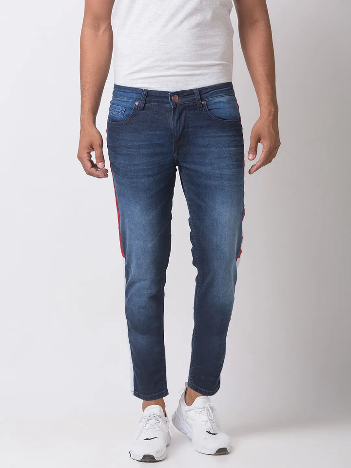 Blue Skinny Cropped Fit Men's Denims
