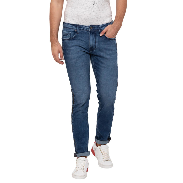 Blue Skinny Straight Fit Men's Denims by Being Human Clothing