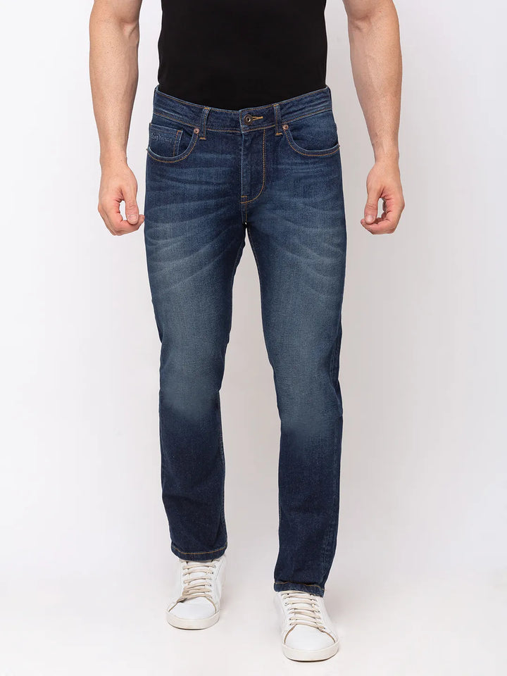 Blue Slim Fit Denim for Men