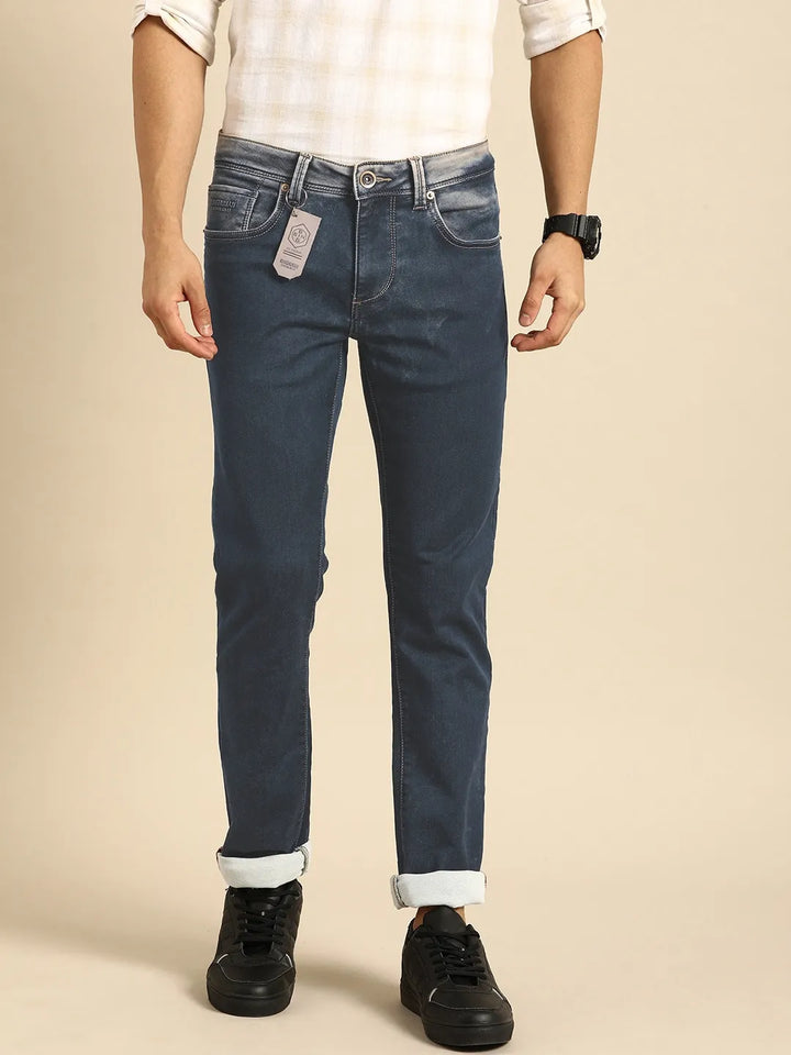 Blue Skinny Straight Fit Men's Denims