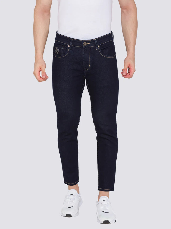 Blue Skinny Cropped Fit Men's Denims