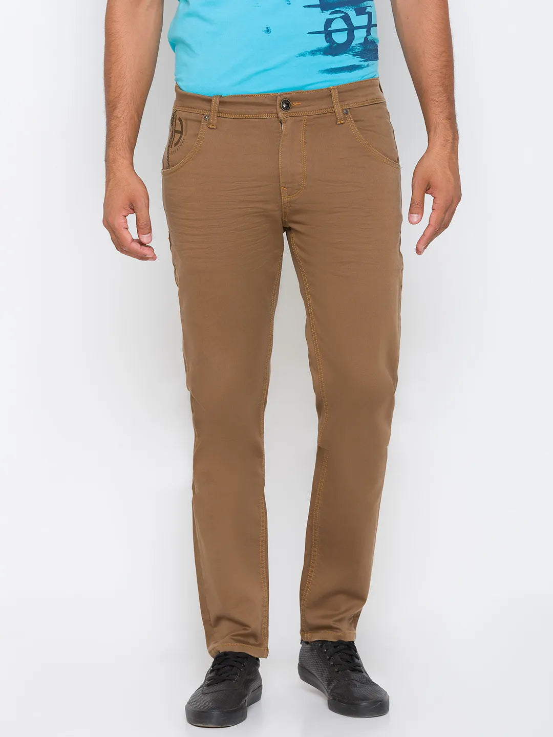 Khaki Slim Fit Denims For Men By Being Human Clothing