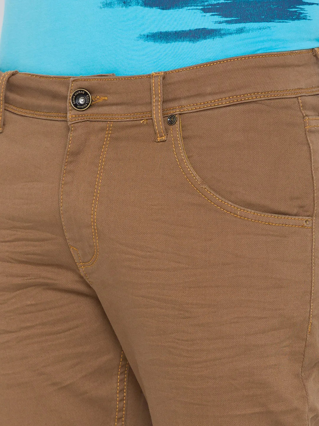 Khaki Slim Fit Denims For Men By Being Human Clothing