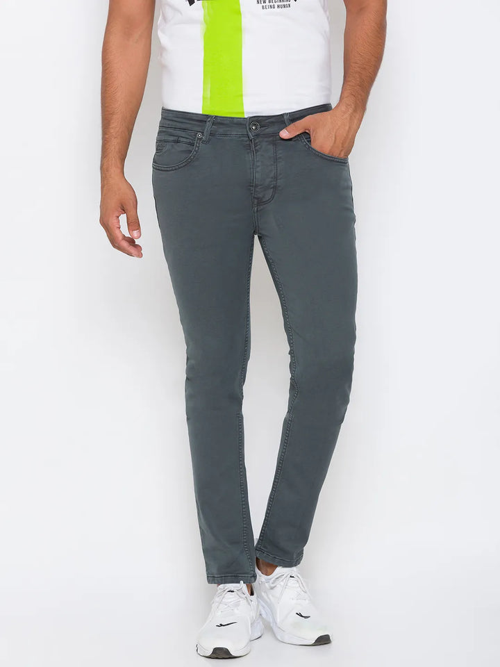 Grey Slim Fit Denim for Men by Being Human Clothing