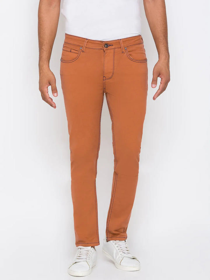 Brown Slim Fit Denim for Men by Being Human Clothing