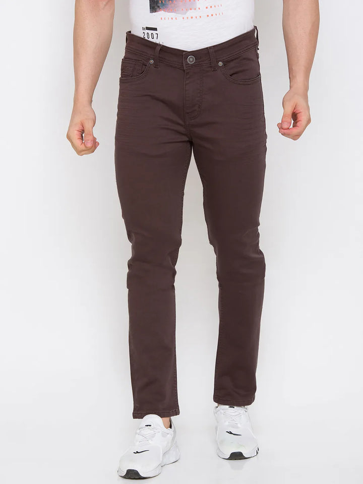 Brown Skinny Fit Denim for Men by Being Human Clothing