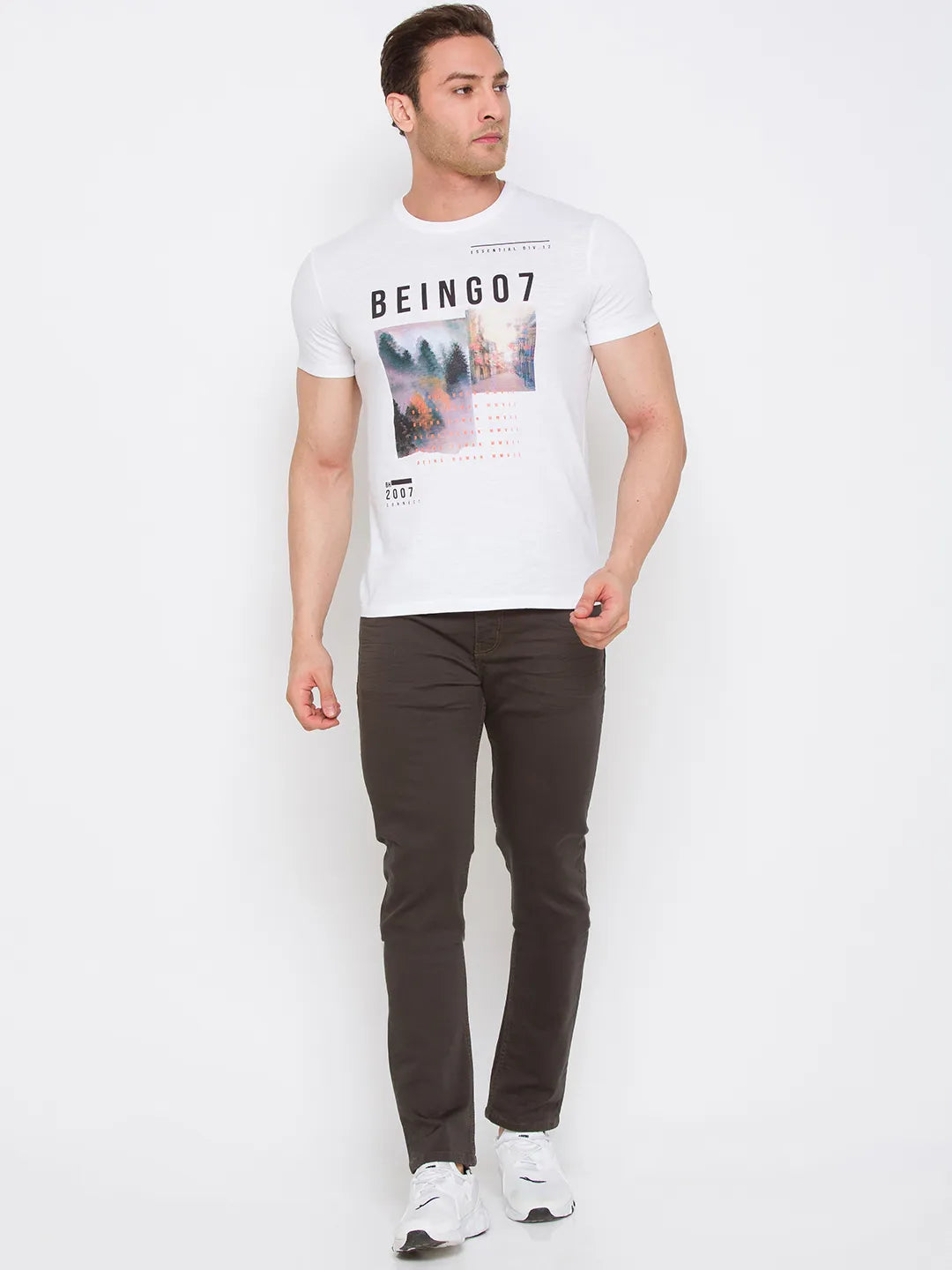 Olive Skinny Straight Fit Men's Denims by Being Human Clothing