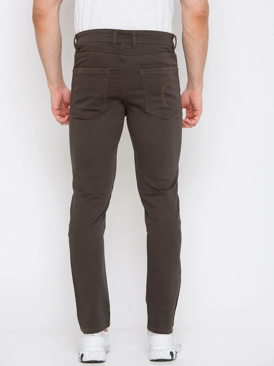 Olive Skinny Straight Fit Men's Denims by Being Human Clothing