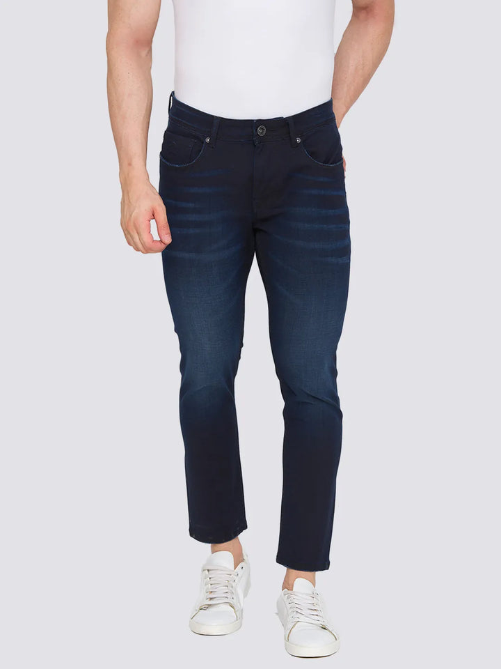 Blue Skinny Cropped Fit Men's Denims