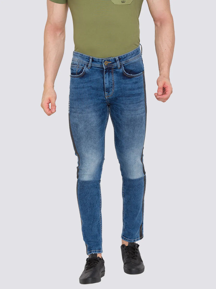 Blue Skinny Cropped Fit Men's Denims