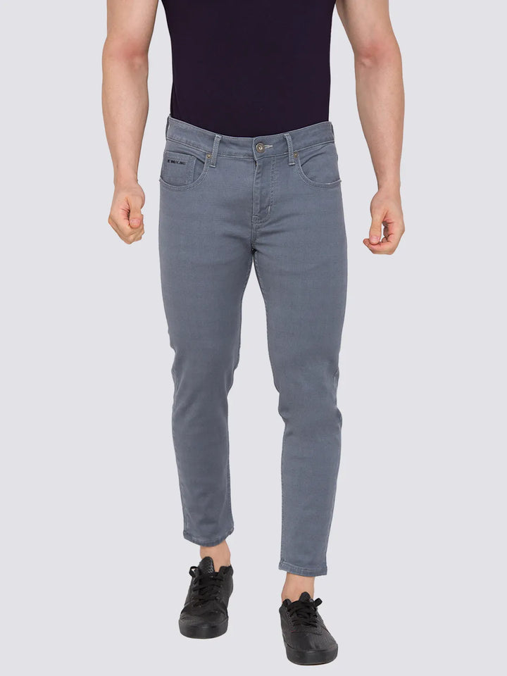 Grey Skinny Cropped Fit Men's Denims