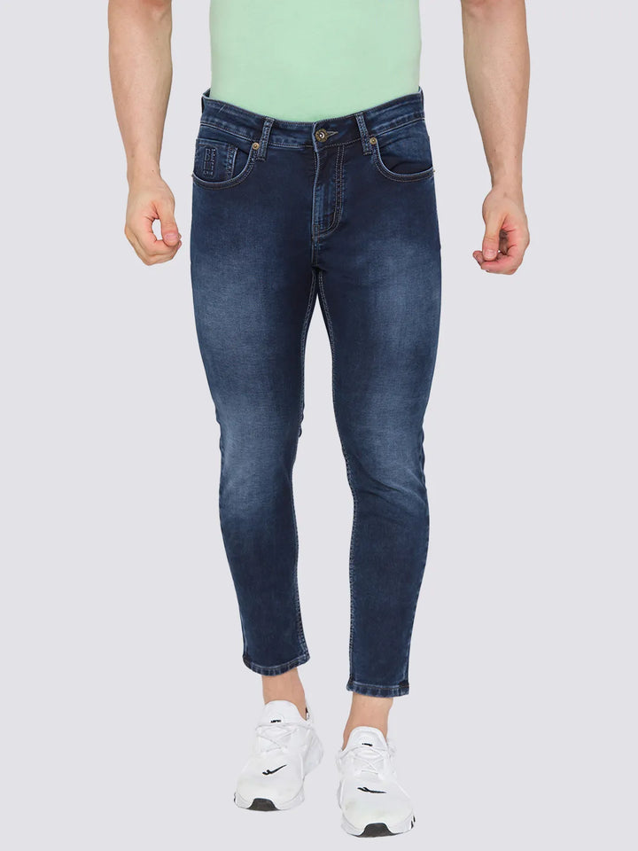 Blue Skinny Cropped Fit Men's Denims