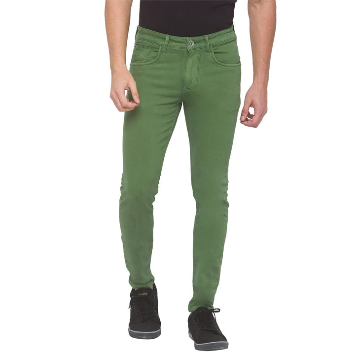 Green Argon-Cropped Fit Denims for Men