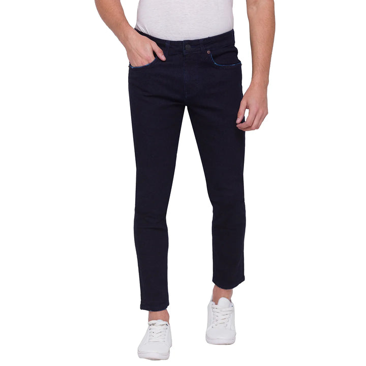 Blue Skinny Cropped Fit Men's Denims