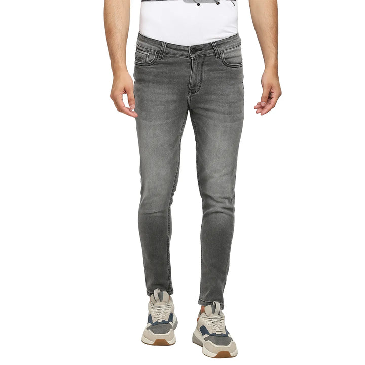 Grey Argon-Cropped Fit Denims for Men