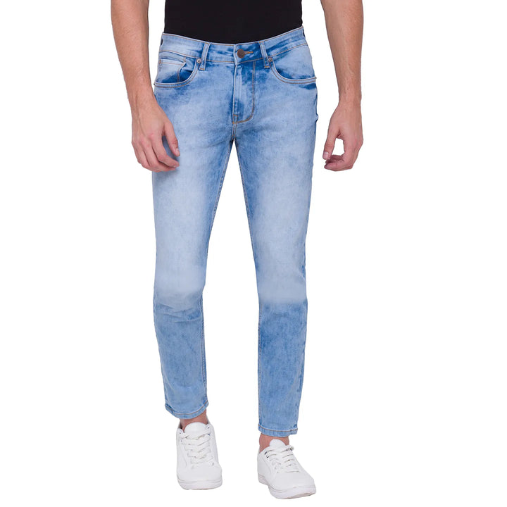 Blue Argon-Cropped Fit Denims for Men by Being Human Clothing