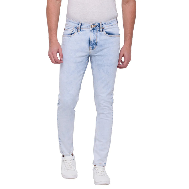 Blue Argon-Cropped Fit Denims for Men