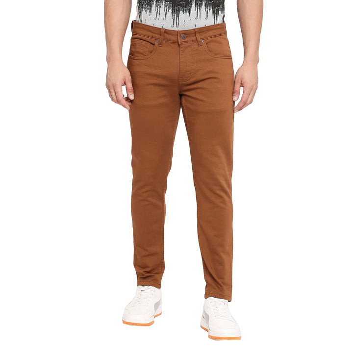 Orange Skinny Cropped Fit Denim for Men by Being Human Clothing