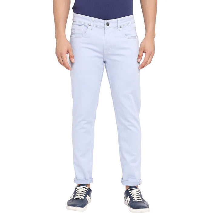 Blue Skinny Cropped Fit Men's Denims by Being Human Clothing