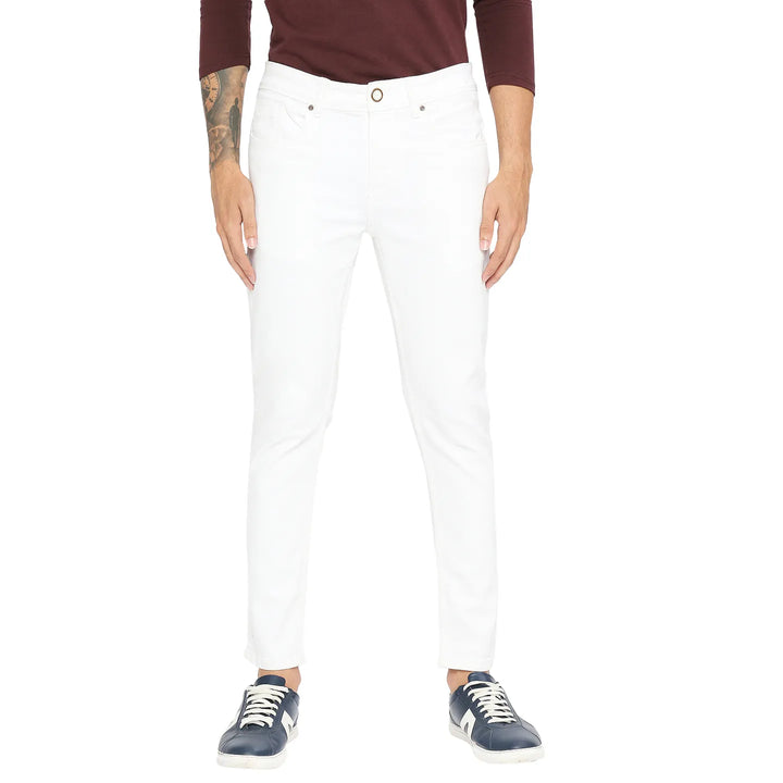 White Argon-Cropped Fit Denims for Men