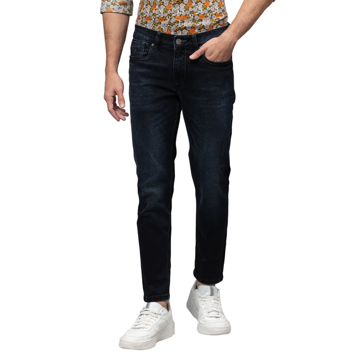 Blue Argon-Cropped Fit Denims for Men by Being Human Clothing