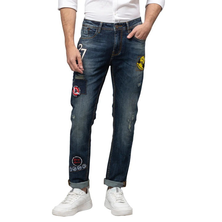Blue Slim Fit Denim for Men