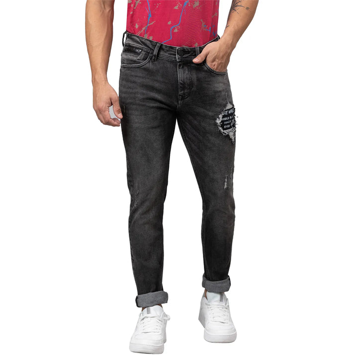 Grey Slim Fit Denim for Men by Being Human Clothing