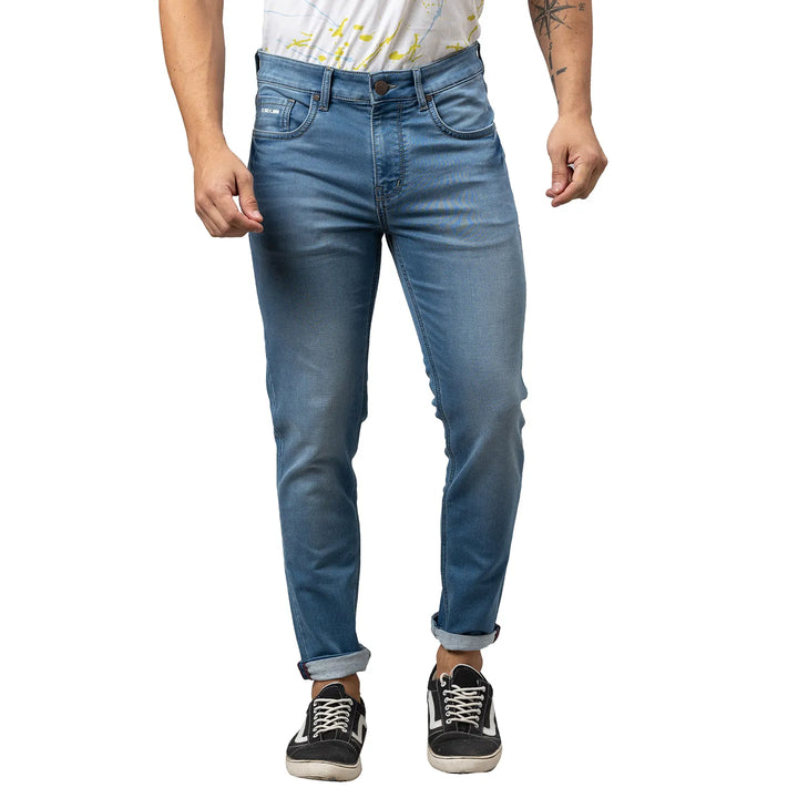 Blue Argon-Cropped Fit Denims for Men by Being Human Clothing