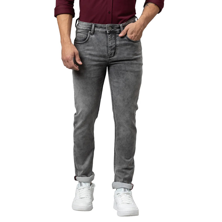 Grey Slim Straight Fit Men's Denims